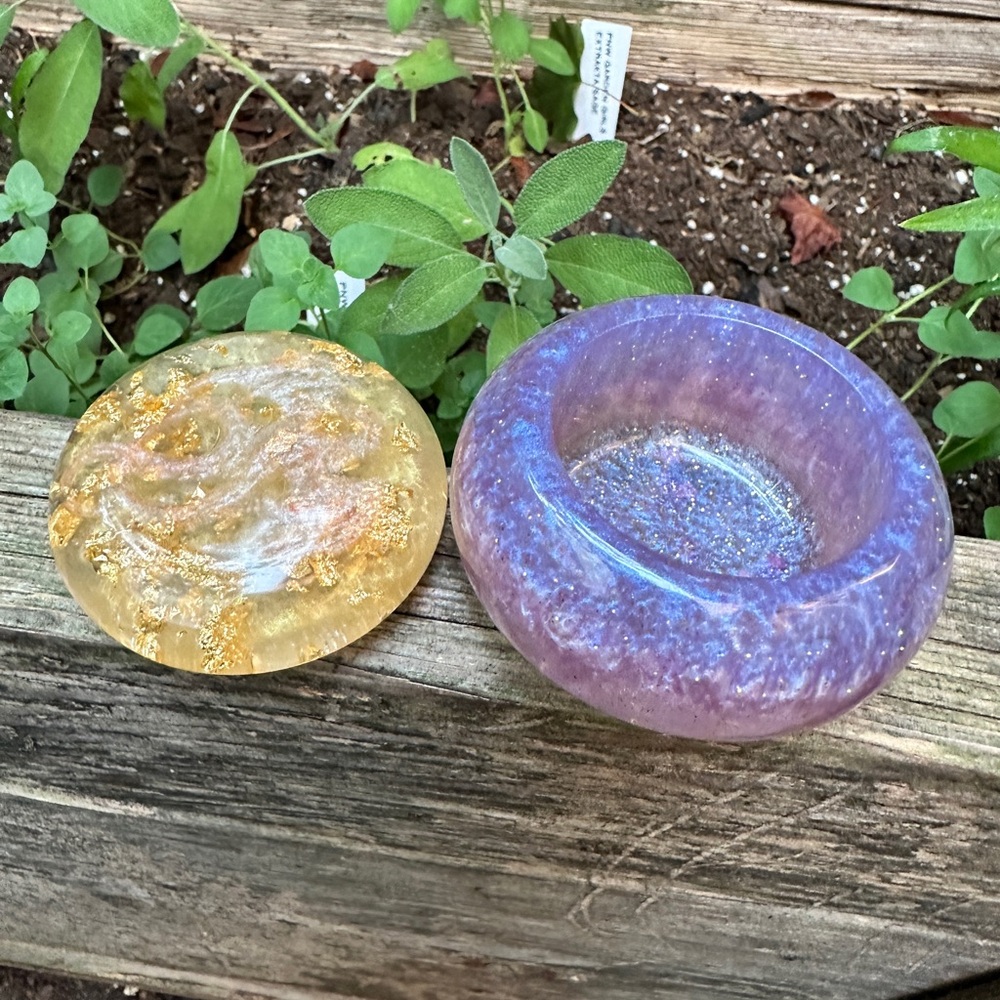 Handcrafted Purple & 24k Gold Dragon Shimmer Glitter Decorative Trinket Jar - Picture 3 of 12